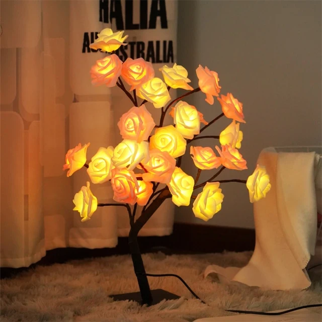 LED Table Lamp Rose Flower Tree Lights