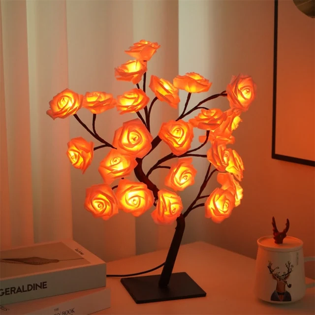 LED Table Lamp Rose Flower Tree Lights