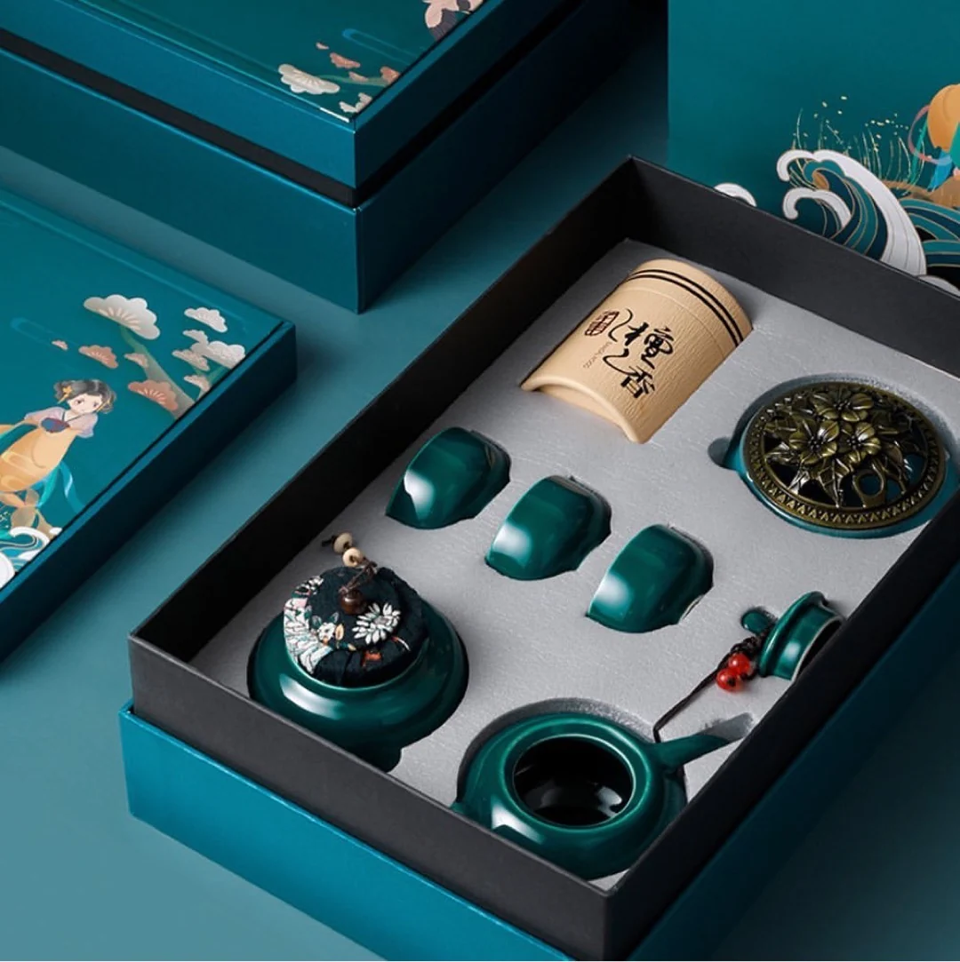 Traditional Chinese Tea Set - 7 Pcs Traditional Chinese Styles Gift Box Chinese Tea Set- Perfect Gift for Tea Lovers