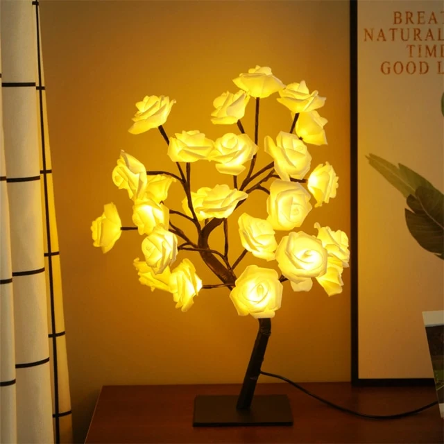 LED Table Lamp Rose Flower Tree Lights