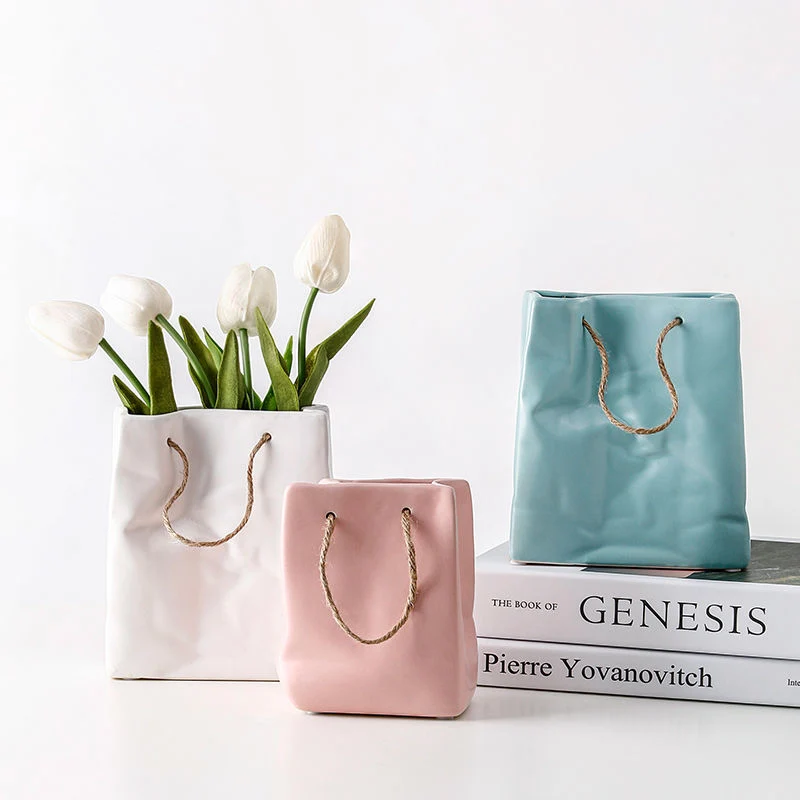 Creative Shopping Basket Ceramic Vase