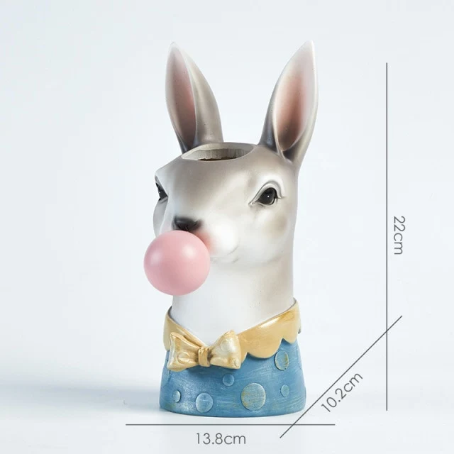Cartoon Animal Head Flowers Plant Pot