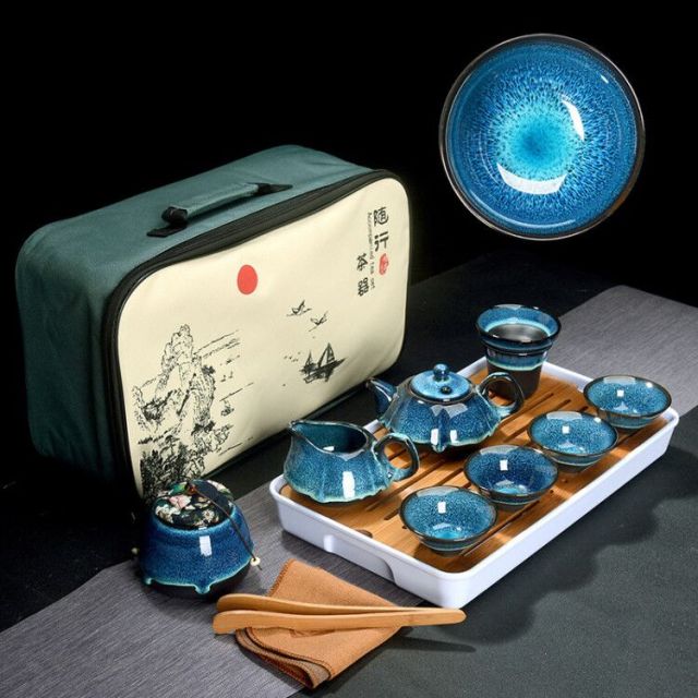 Blue Glaze Ceramic Tea Gift Set