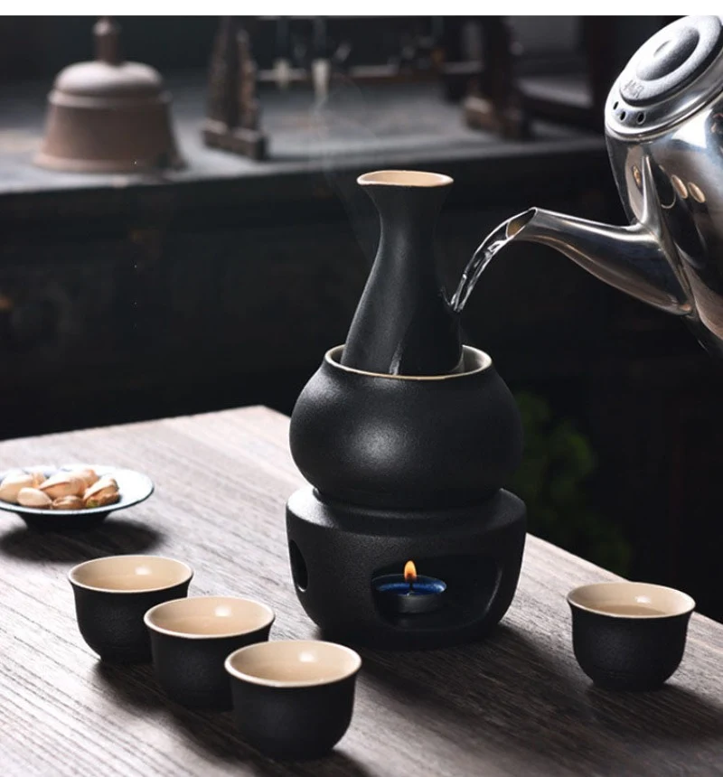 Ceramic Classic Sake Set with Warmer