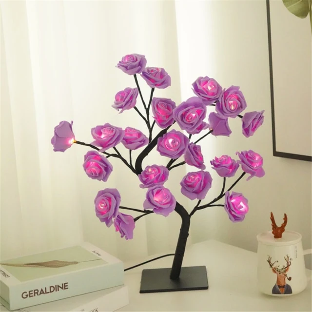 LED Table Lamp Rose Flower Tree Lights