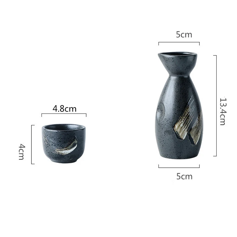 5 pcs Black Japanese Sake Set