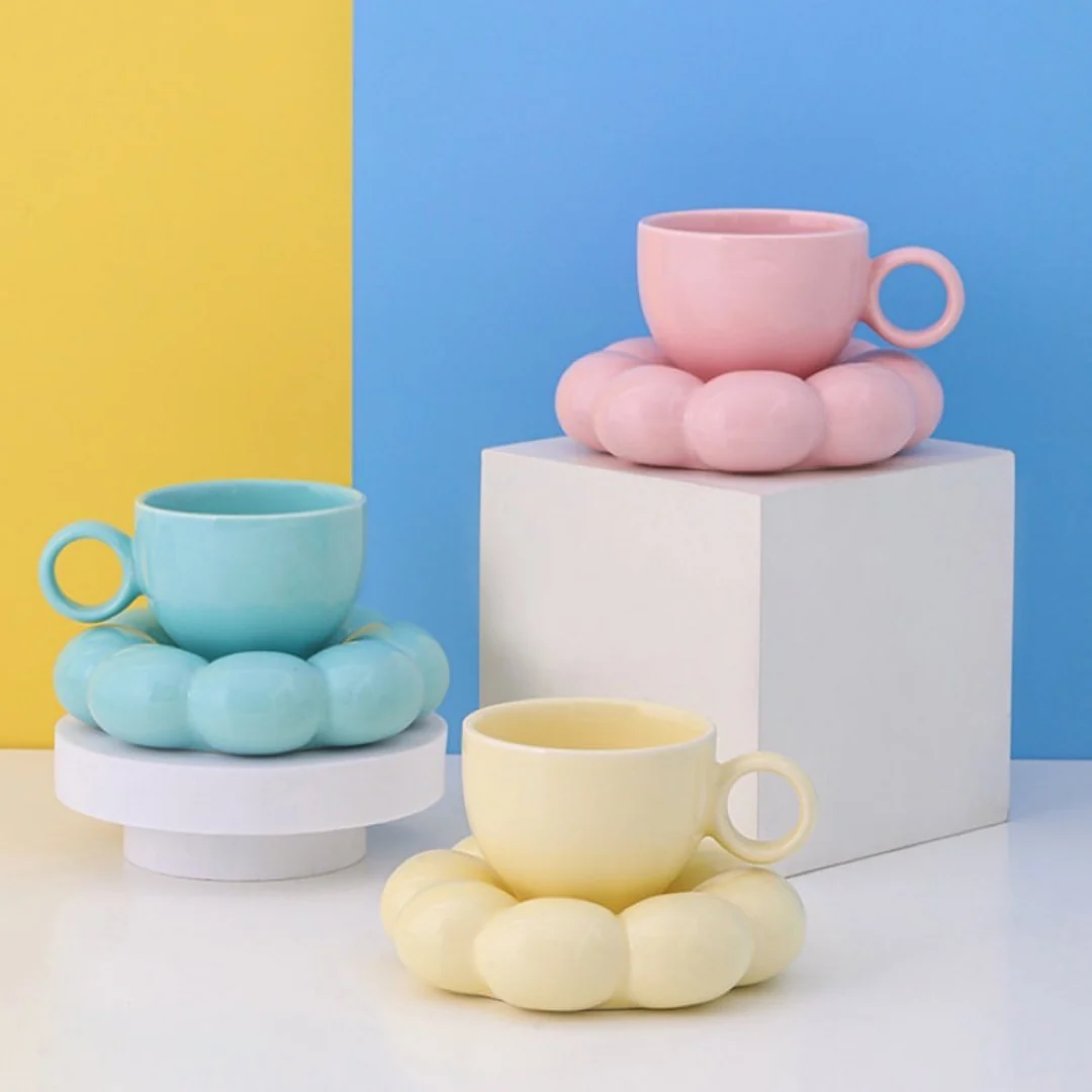 Macaron Colored Dreamy Styled Coffee Tea Cup Set