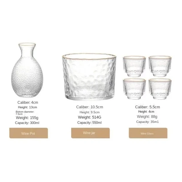 Japanese Glass Sake Pot Set with Warmer