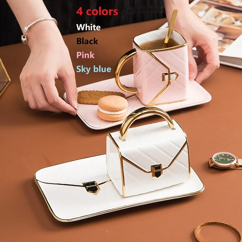 Elegant Bag Shape Coffee Tea Mug Set