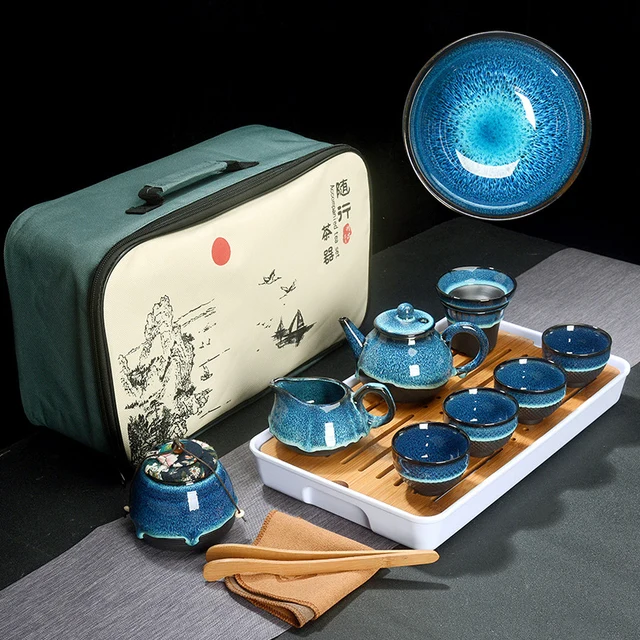 Blue Glaze Ceramic Tea Gift Set