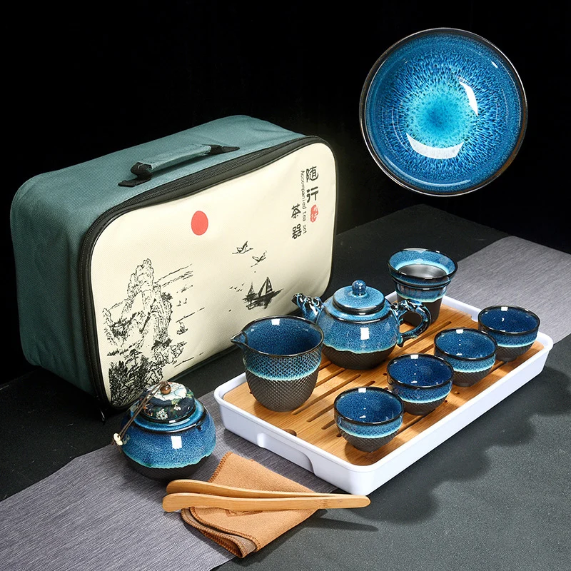 Blue Glaze Ceramic Tea Gift Set