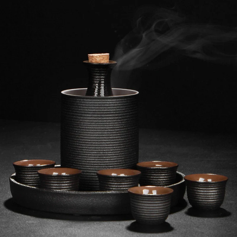 9 Pcs Japanese Style Ceramic Sake Pot Cup Set