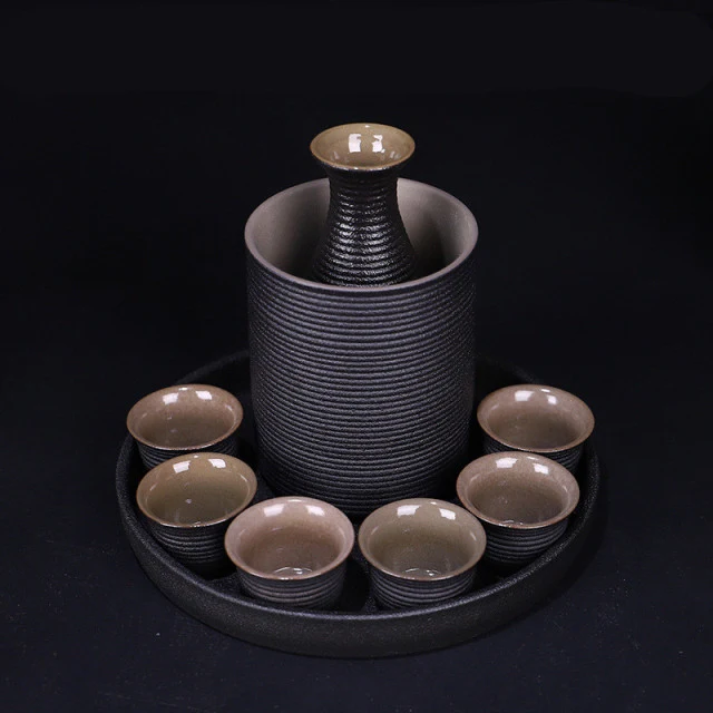9 Pcs Japanese Style Ceramic Sake Pot Cup Set