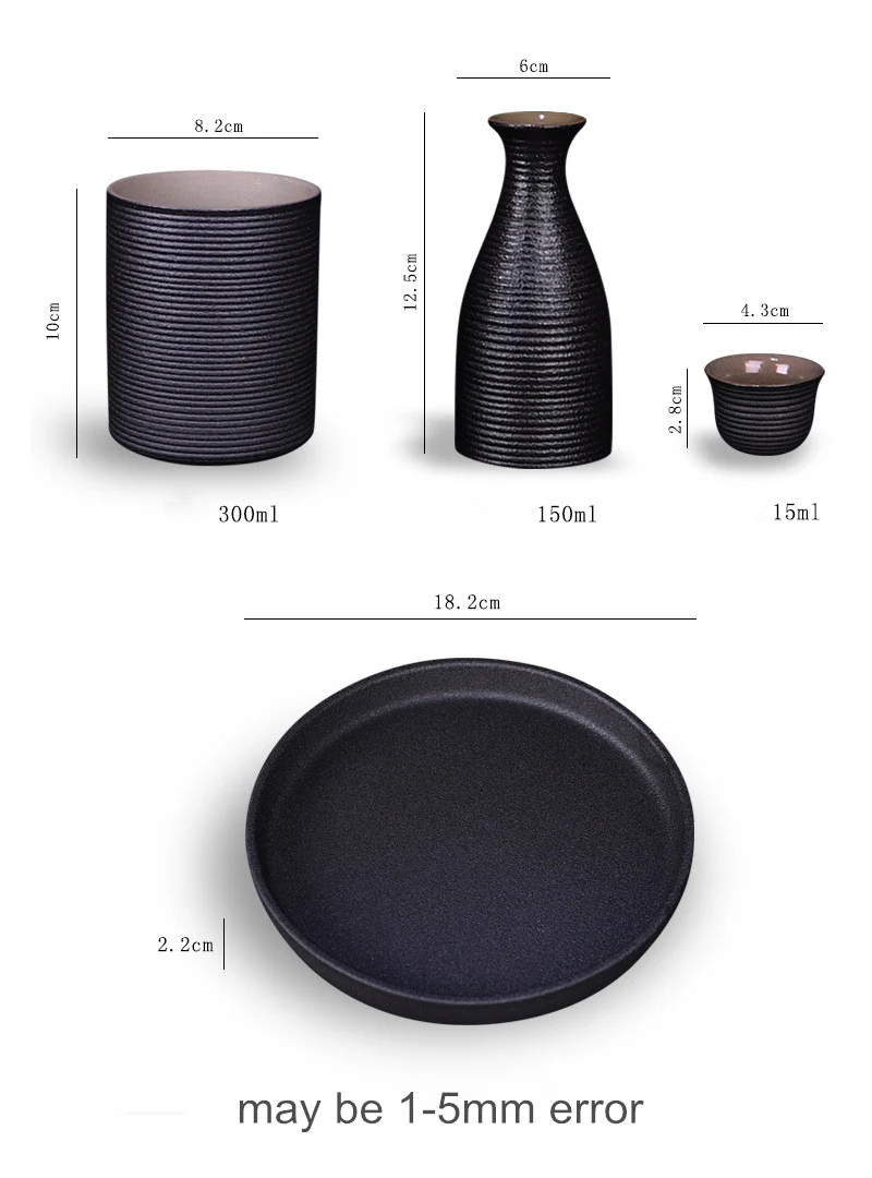 9 Pcs Japanese Style Ceramic Sake Pot Cup Set