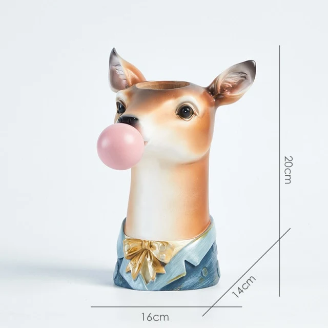 Cartoon Animal Head Flowers Plant Pot