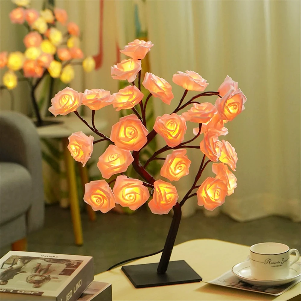 LED Table Lamp Rose Flower Tree Lights